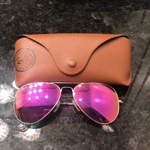 Pink Lens Ray-Ban Aviator Sunglasses with Case